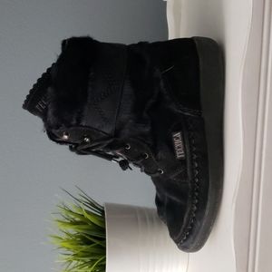 Tecnica Fur Boots Black Made in Italy Size 38 7.5